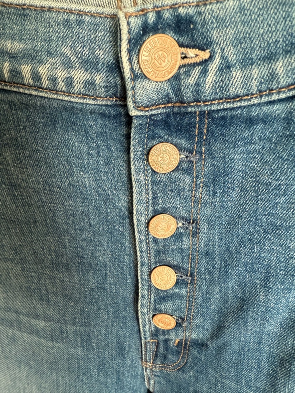 MOTHER Pixie Dazzler High-Rise Button-Fly Distressed Jeans - Light Blue - Picture 6 of 15